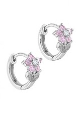 superb itty-bitty silver round cut CZ huggie baby earrings
